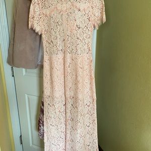 Ganni pink lace dress